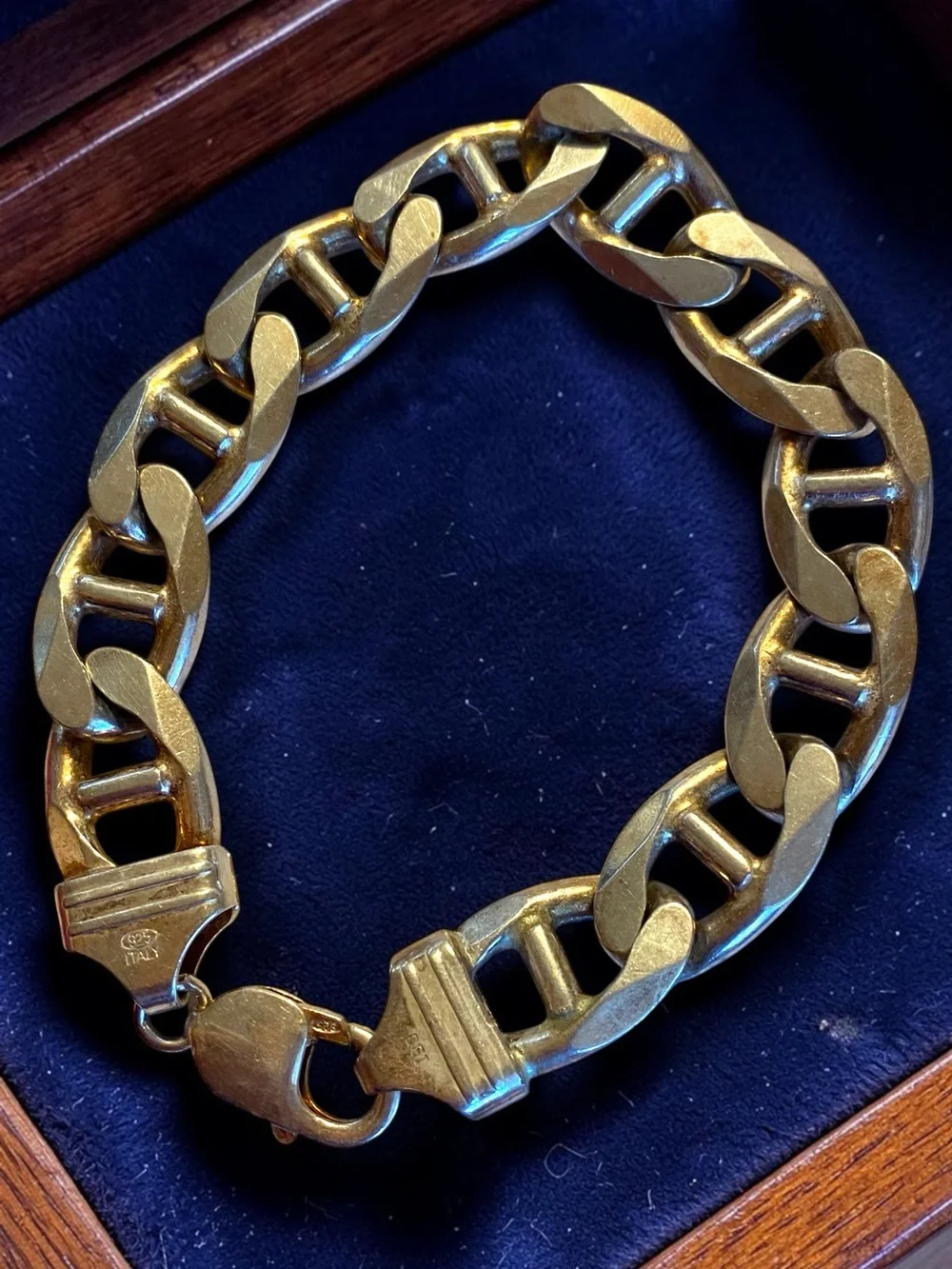 Estate MENS Sterling Silver 925 HEAVY 1/2” Wide MARINER Gucci Link 8.5” Bracelet